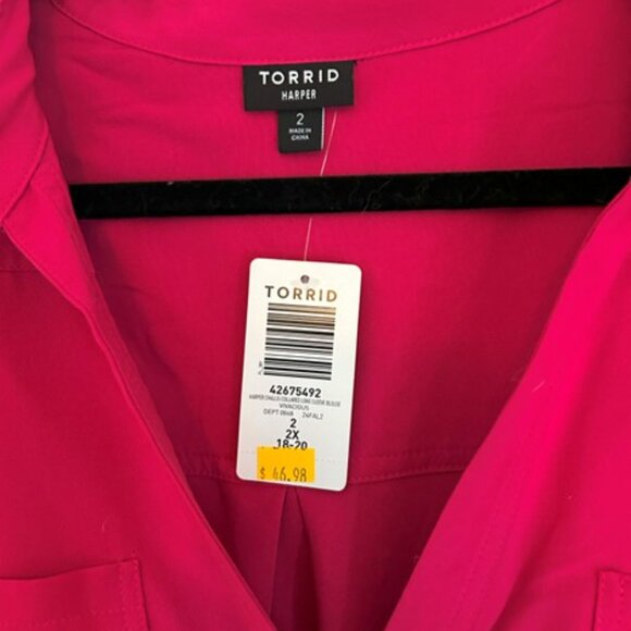Torrid Harper Challis Collared Long Sleeve Blouse - Picture 3 of 3